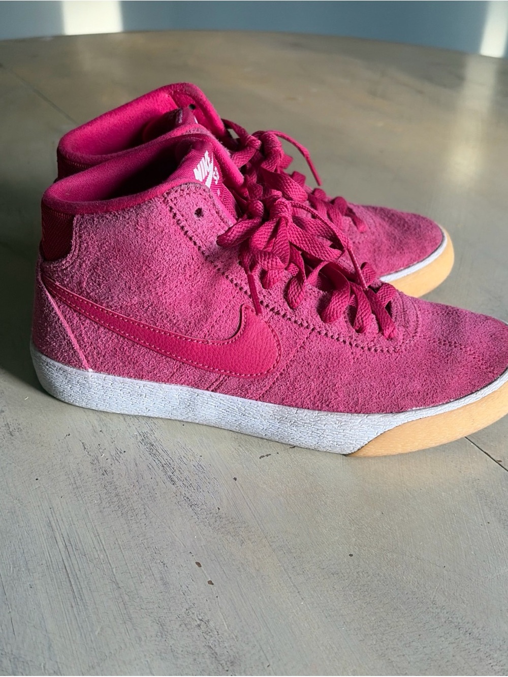 Nike Women Size 6US SB Bruin Hi 923112-601 Rush Pink Skateboard Suede Shoes RARE